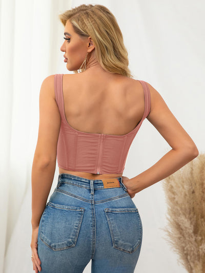      fitted corset top bustier pink back#color_pink