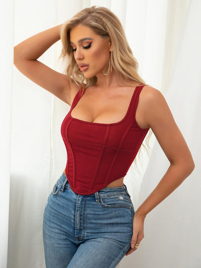      fitted corset top bustier red side#color_red