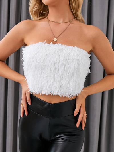    fuzzy solid tube top white#color_white