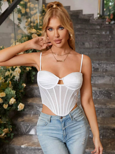    sheer mesh ivory corset top#color_ivory